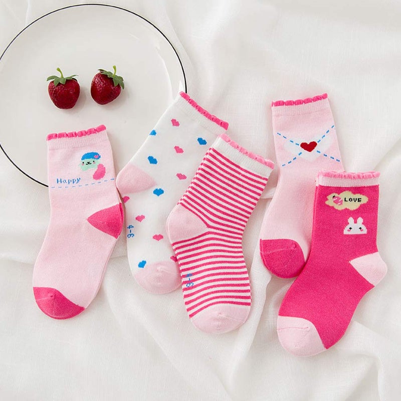 Zumou Toddler Kids Little Girls Cute Cotton Crew Socks 10 Pack Years (M (3-5T) / Toddler, Cute) - Image 3